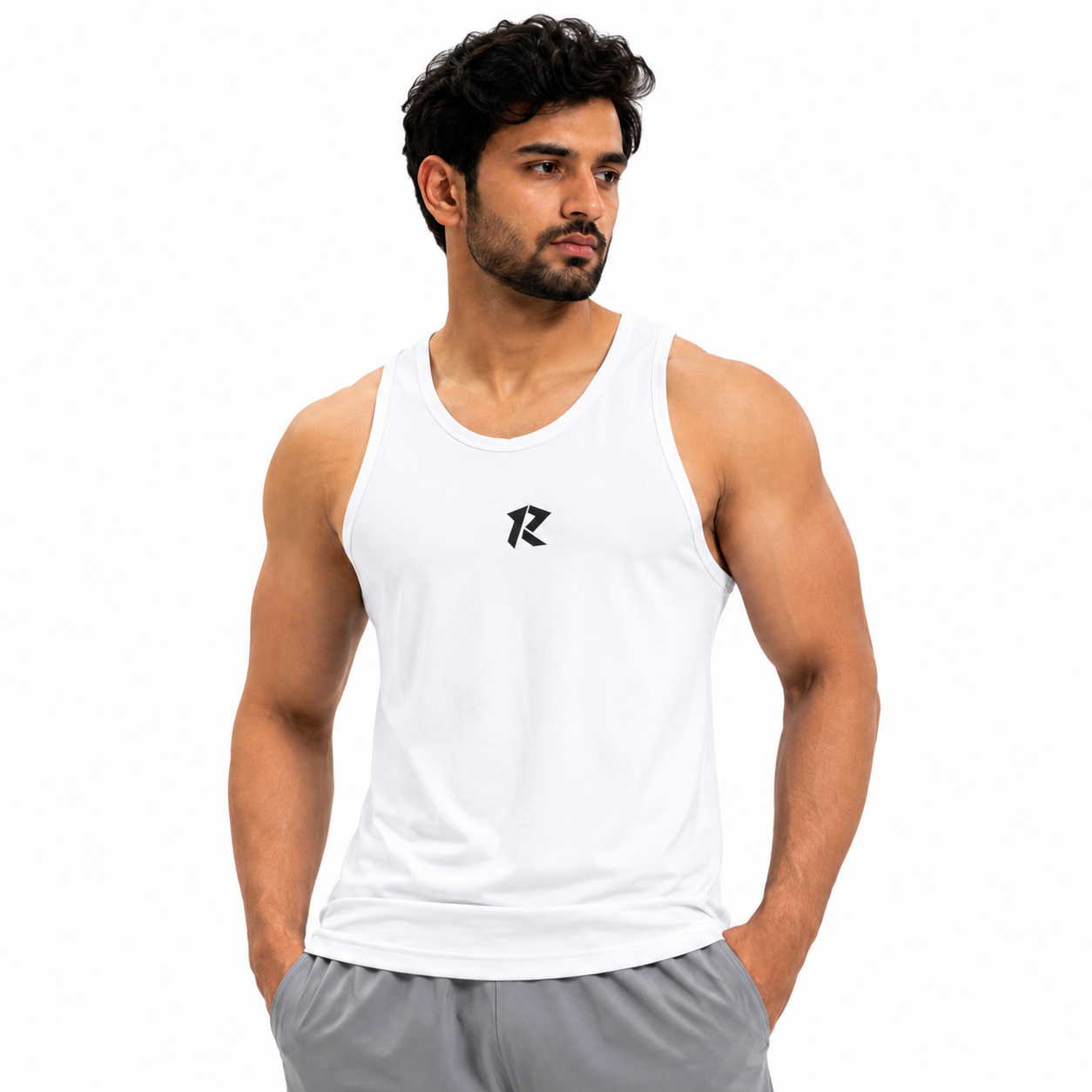 Cotton Spandex Tank Top - White