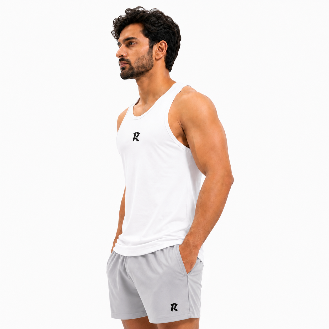 Cotton Spandex Tank Top - White